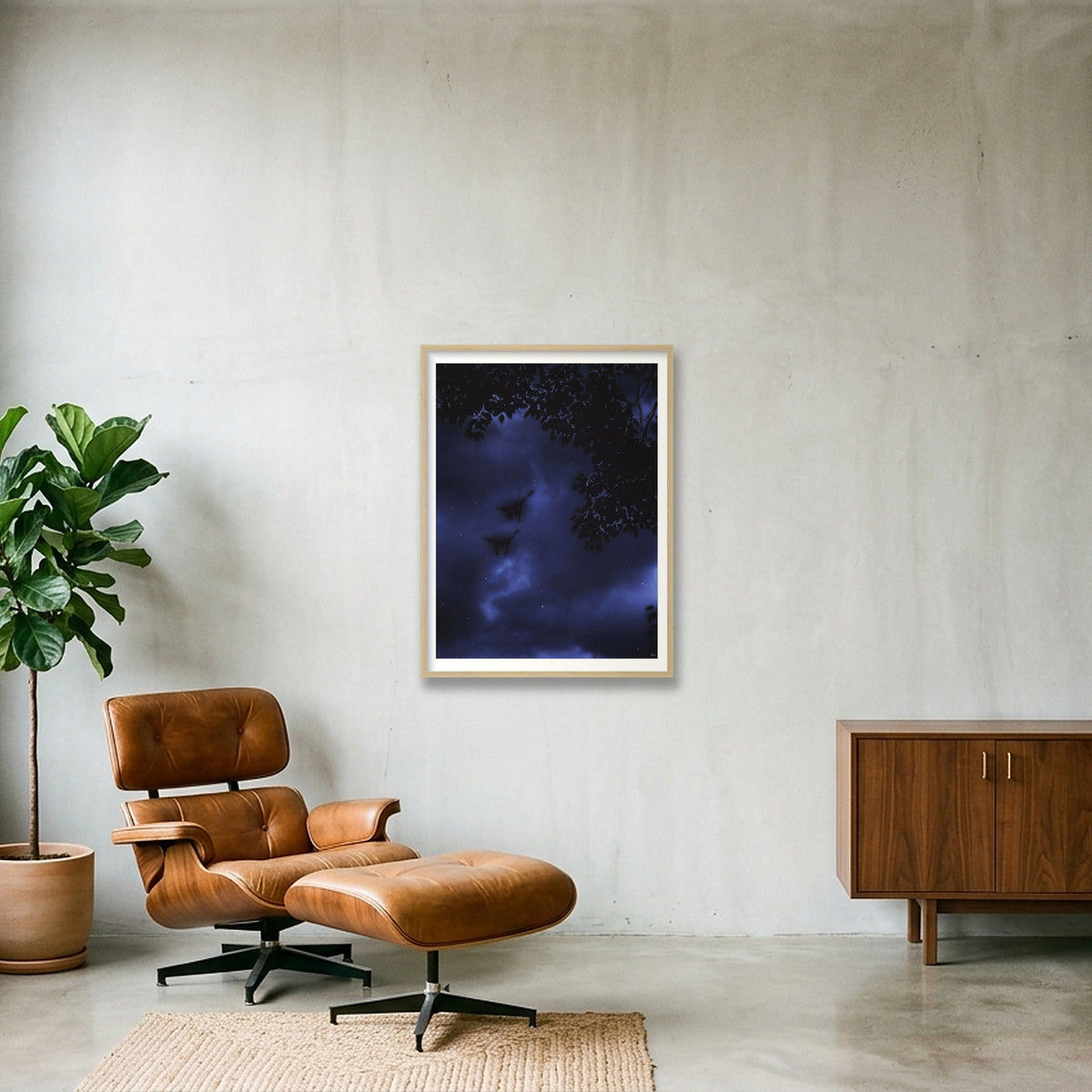 Midnight Flutters — 60×80cm, 24×31" Oak Frame