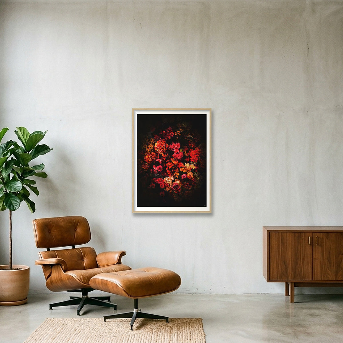 Fiery Heart — 60×80cm, 24×31" Oak Frame