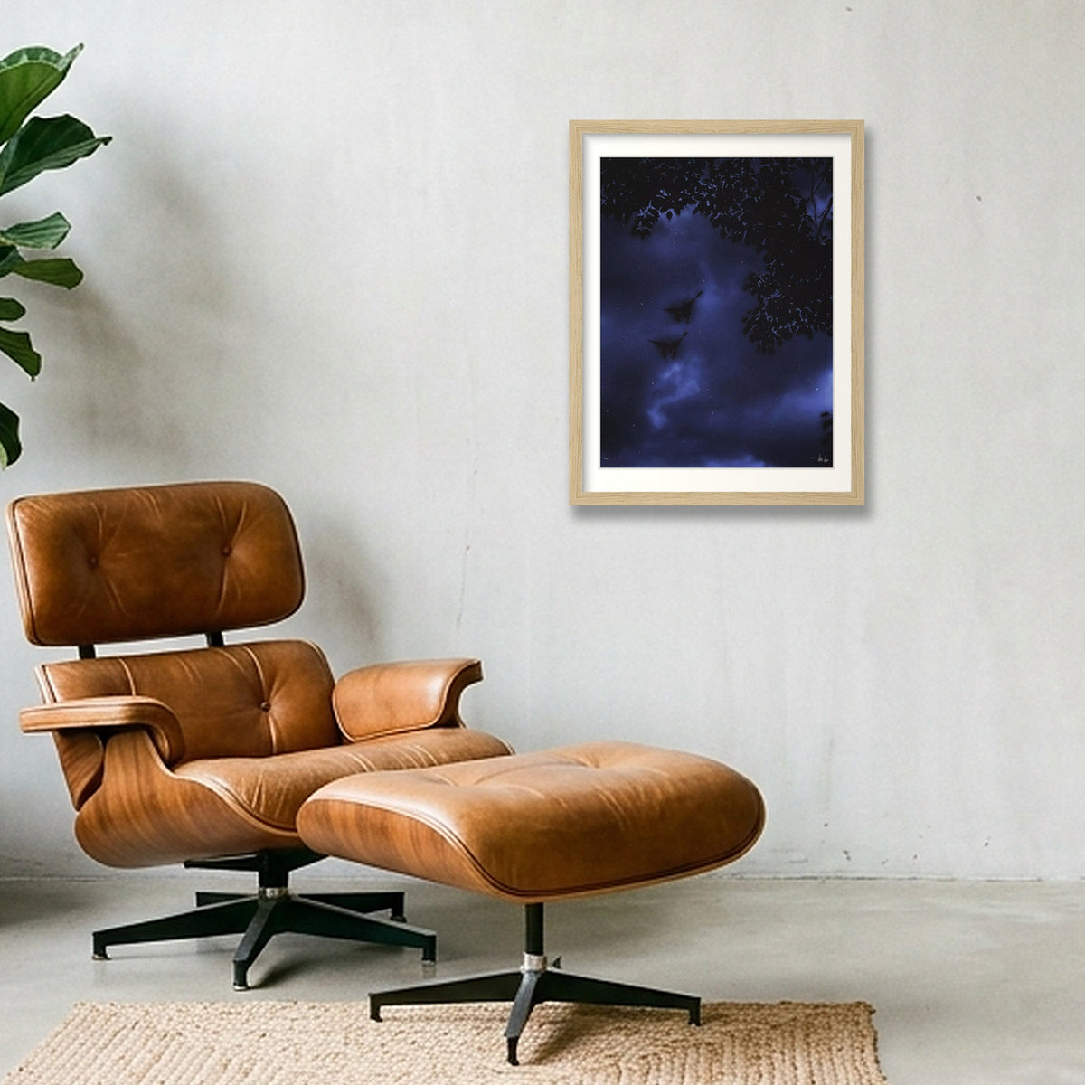 Midnight Flutters — 30×40cm, 12×16" Oak Frame