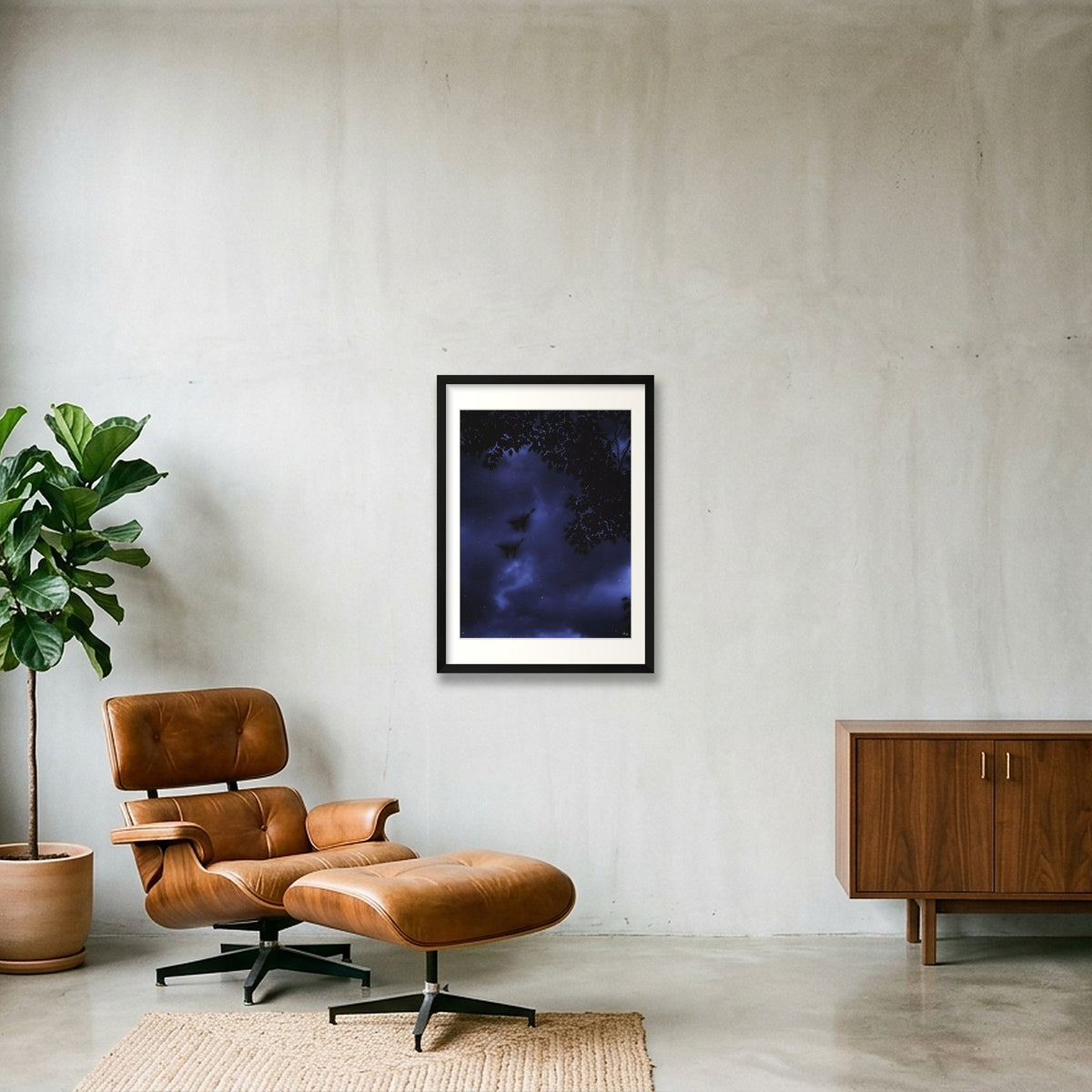 Midnight Flutters — 42×59cm, 17×23" Black Frame